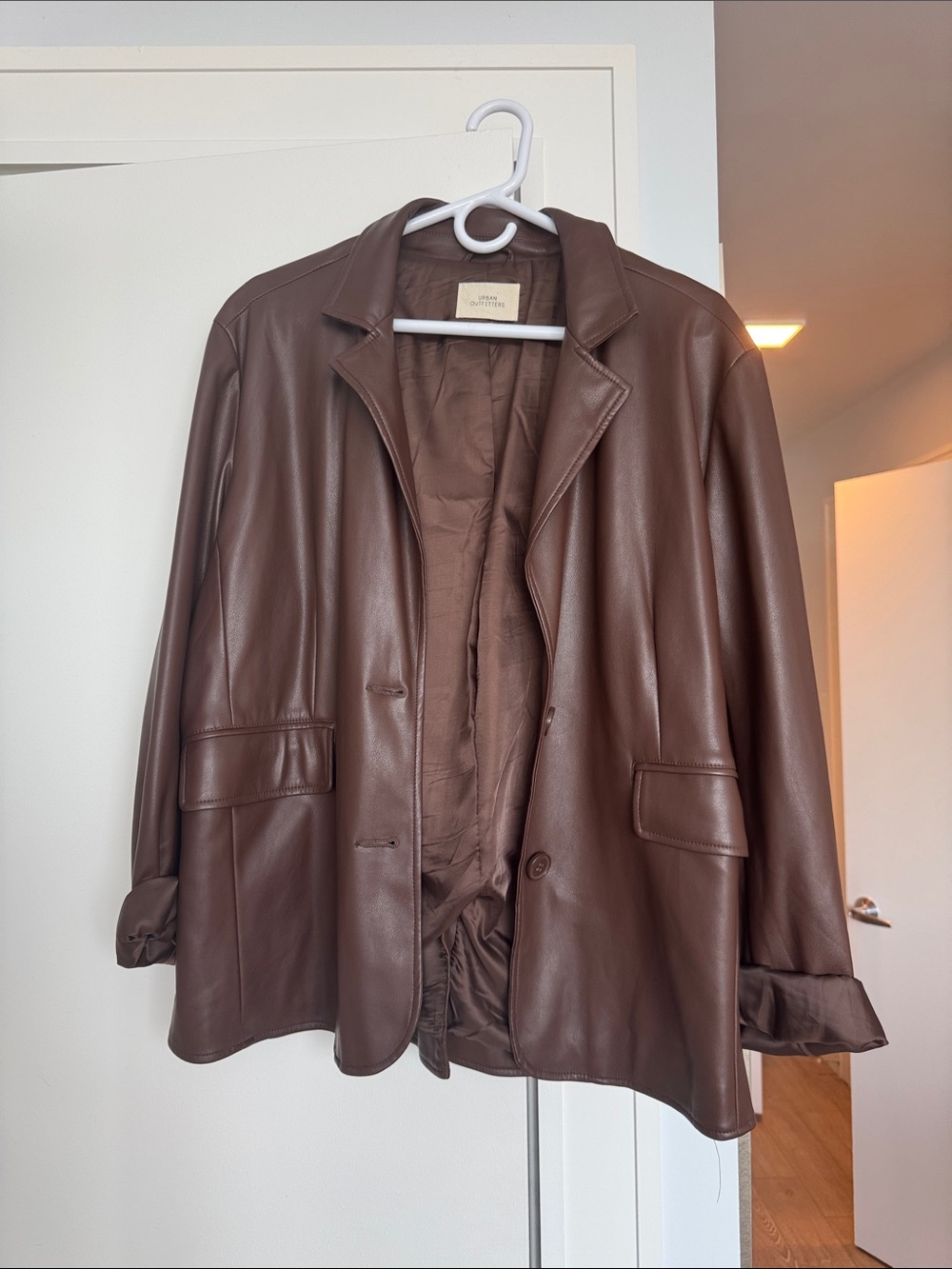 Urban Outfitters Brown Vegan Leather Blazer Jacket